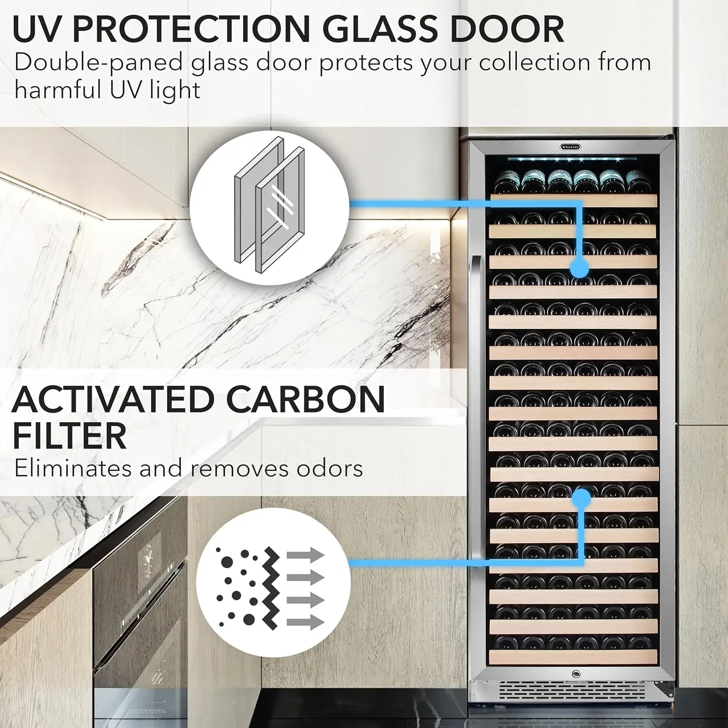 Built-in or Freestanding Stainless Steel Dual Zone Compressor Large Capacity Wine Refrigerator Rack for O