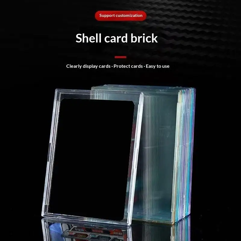 Clear Acrylic Card Holder Snap Type Gaming Sports Trading Card Display Case Kpop Idol Photo Protective Sleeves Not Magnetic10PC