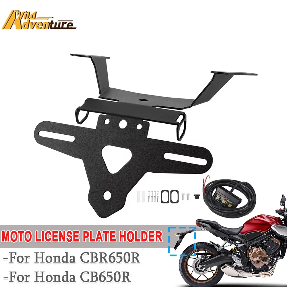 

Motorcycle License Plate Holder Fender Eliminator Registration Bracket For Honda CB650R CB650 R CBR650R CBR650R With LED Light