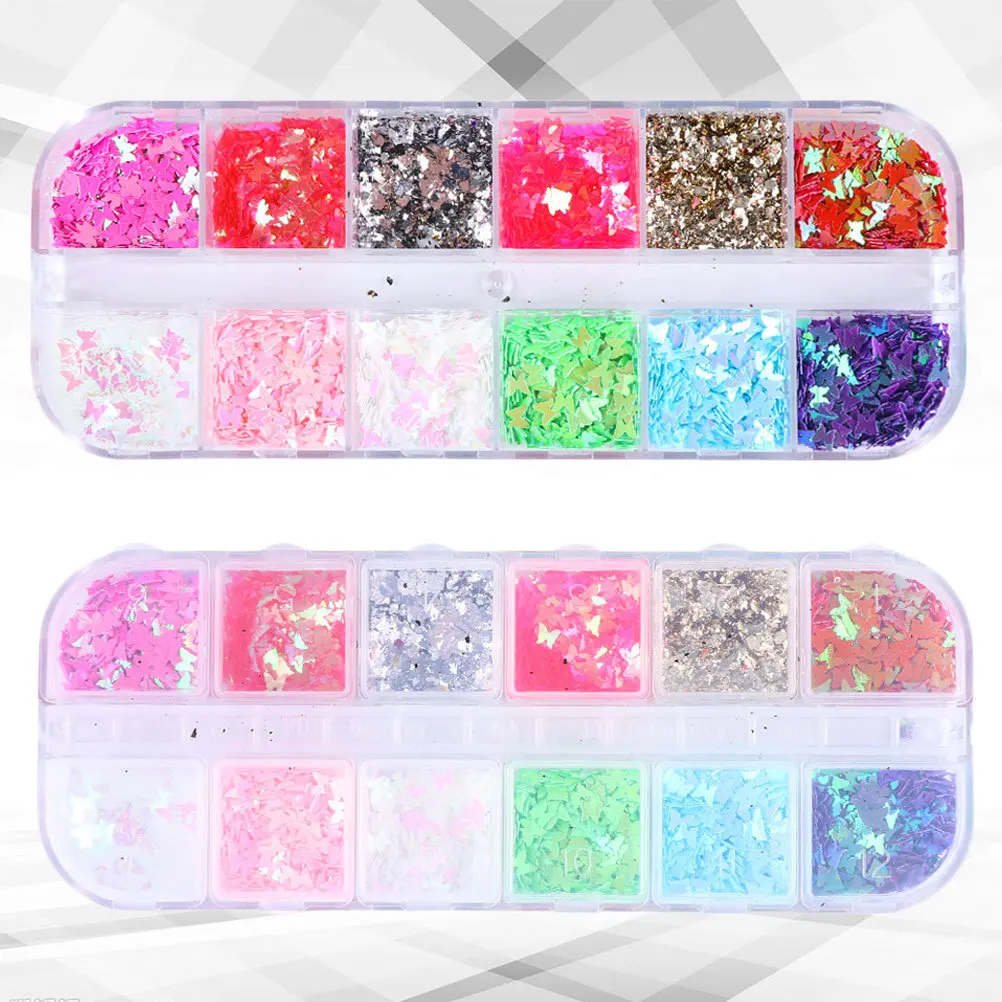 2 Pcs Nail Decoration Accessories Glitter Sequins Manicure Decals Heart Sticker