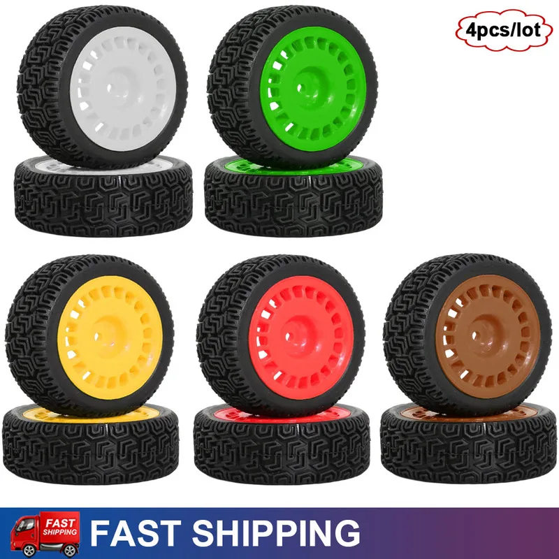 4pcs RC Rally Tires Nylon Wheels Set 70mm For 1/10 Tamiya TT01 XV02 94123 Kyosho Maze Pattern Tyres RC Car Upgrade Parts