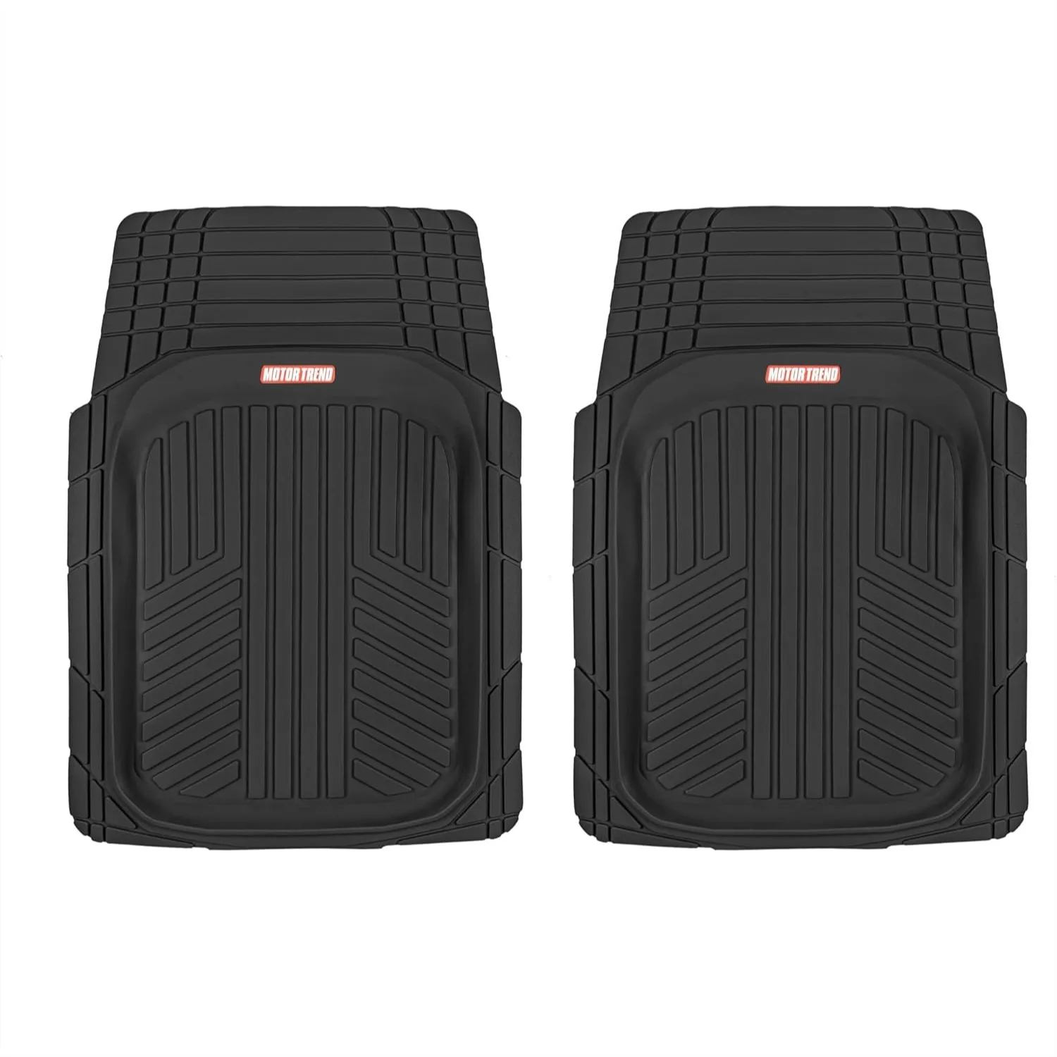 

Heavy Duty Rubber Car Floor Mats Front 2-Piece, All Weather Protection with Non-Slip Grip, Trim to Fit for Car SUV Truck Van