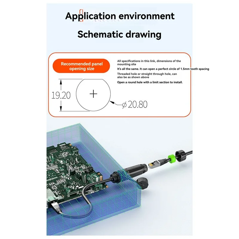 

A84E-IP68 Waterproof M20 RJ45 Shielded CAT6A Female Panel Mount Socket Network Ethernet Adapter Extension Cable