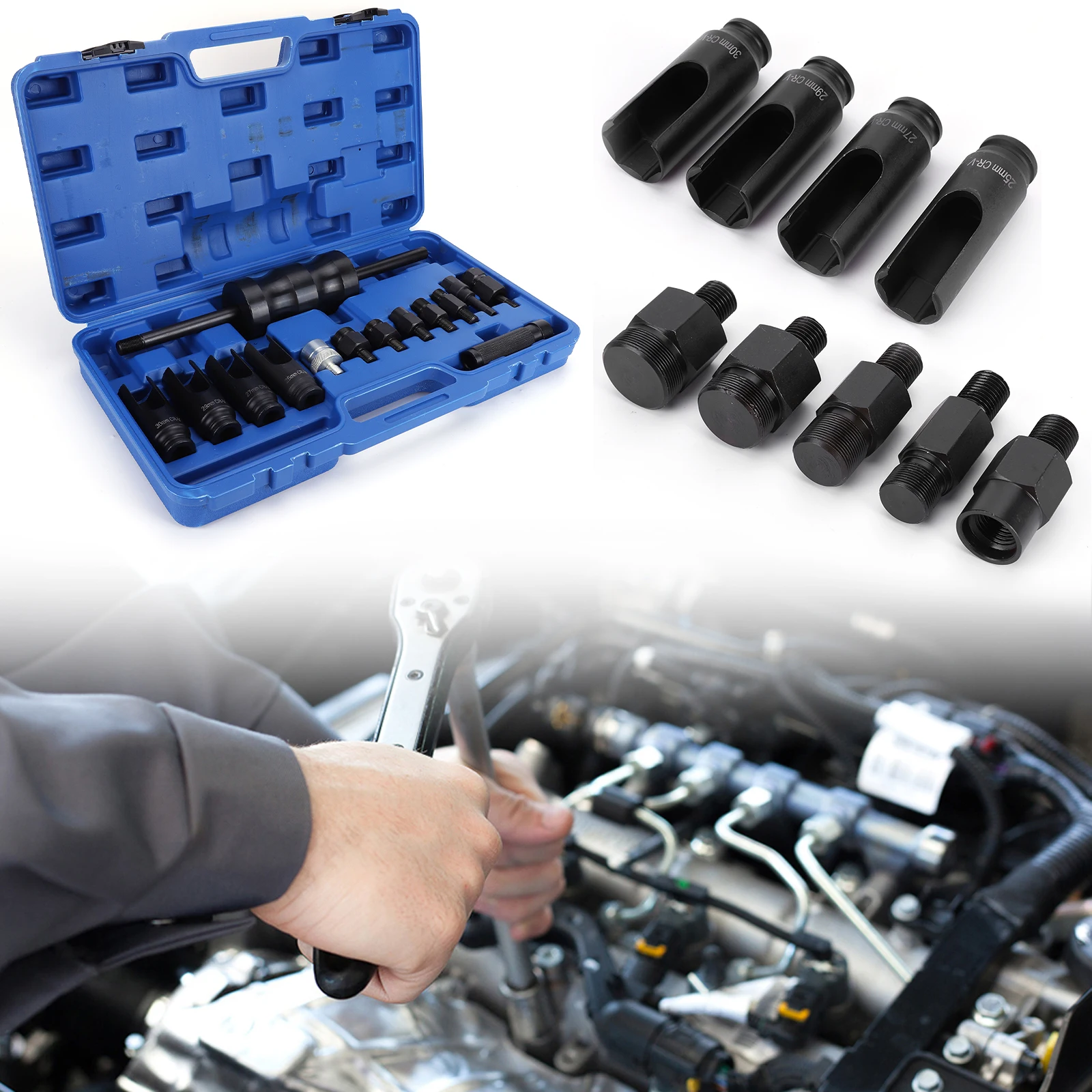 

14pcs Universal Injector Remover Common Rail Adaptor Injector Extractor Puller for Bosch Delphi Siemens