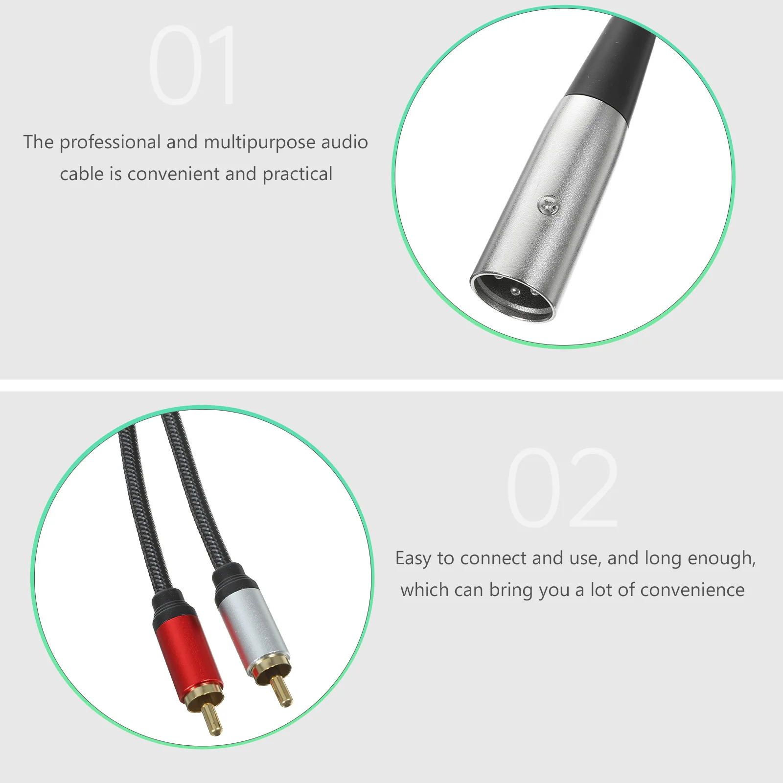 

XLR to RCA Audio Cable 1M Microphone Wire Oxygen-free Copper Anti- Transmission Equipment Adapter Splitter