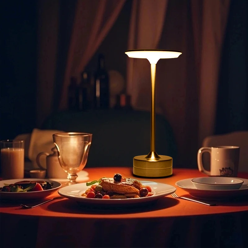 Lampada da scrivania a LED in ferro Luce notturna a LED Ricaricabile con ricarica USB Lampada decorativa Touch Atmosfera portatile Decorativa semplice