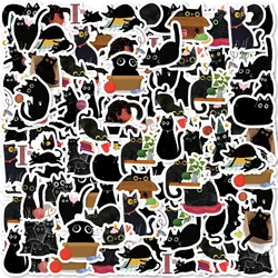 46pcs Cute Black Cat Cartoon Graffiti Stickers Decorated Notebook Water Cup Suitcase Guitar Classic Toy Scrapbook PVC Decals