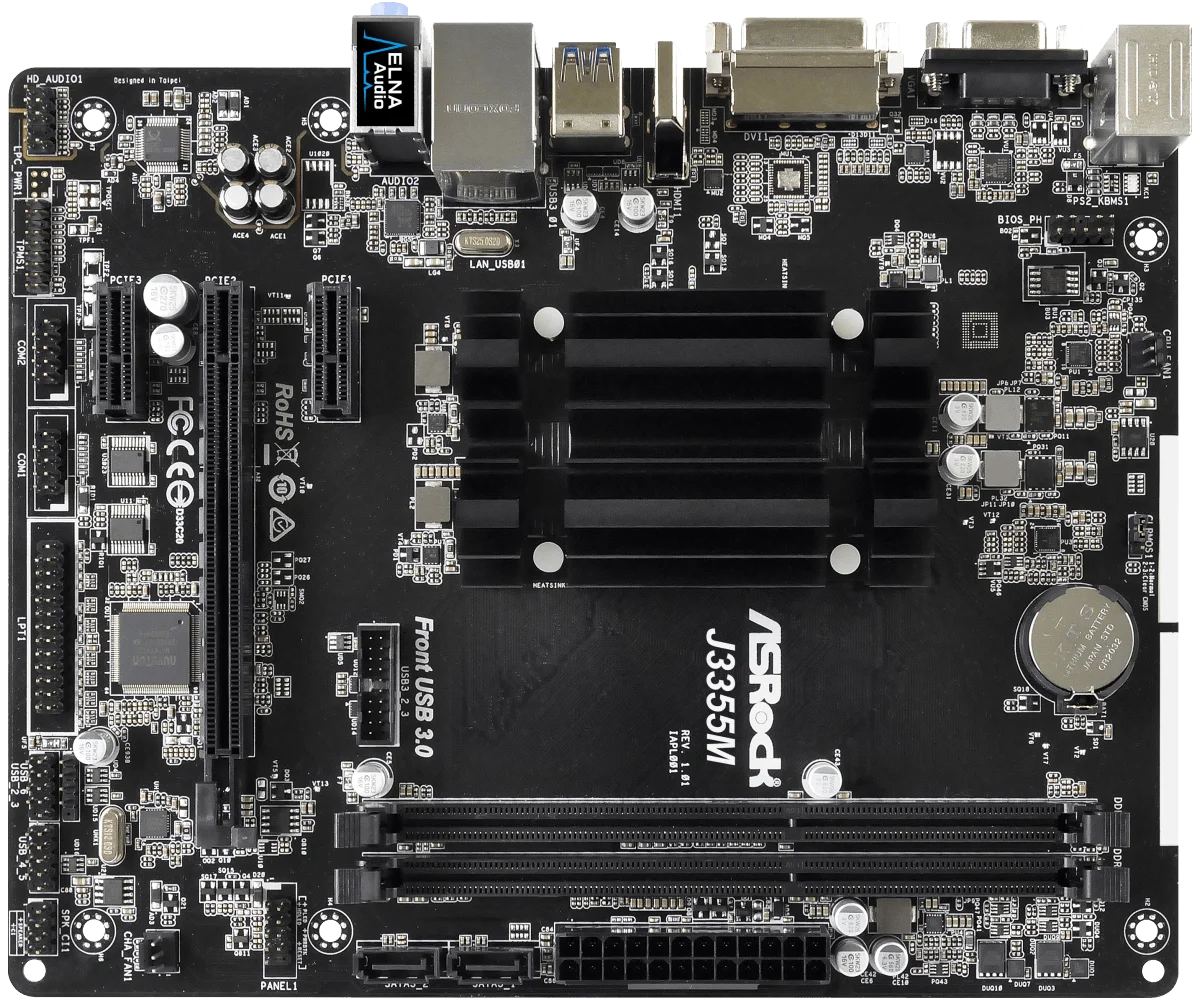 ASRock J3355M Motherboard Intel J3355 DDR3 16GB 2 x SATA3 6.0 Gb/s USB 3.1  Micro ATX