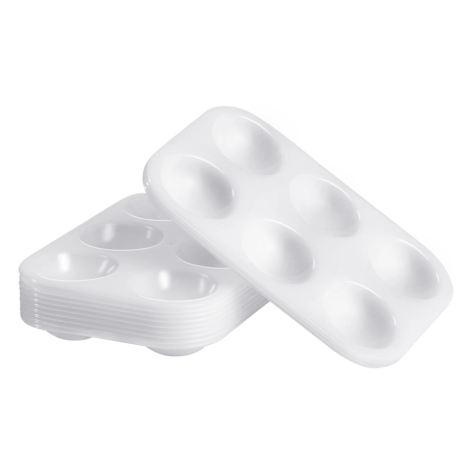 

12pcs Plastic Paint Tray 6 Cells Rectangular Watercolor Palette Durable Smooth Easy Cleaning For Art Painting Diy Craft Kid'S