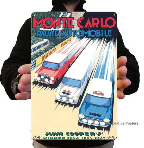 S Rally Monte Carlo Metal Poster Car Vintage Art Tin Sign 20x30cm