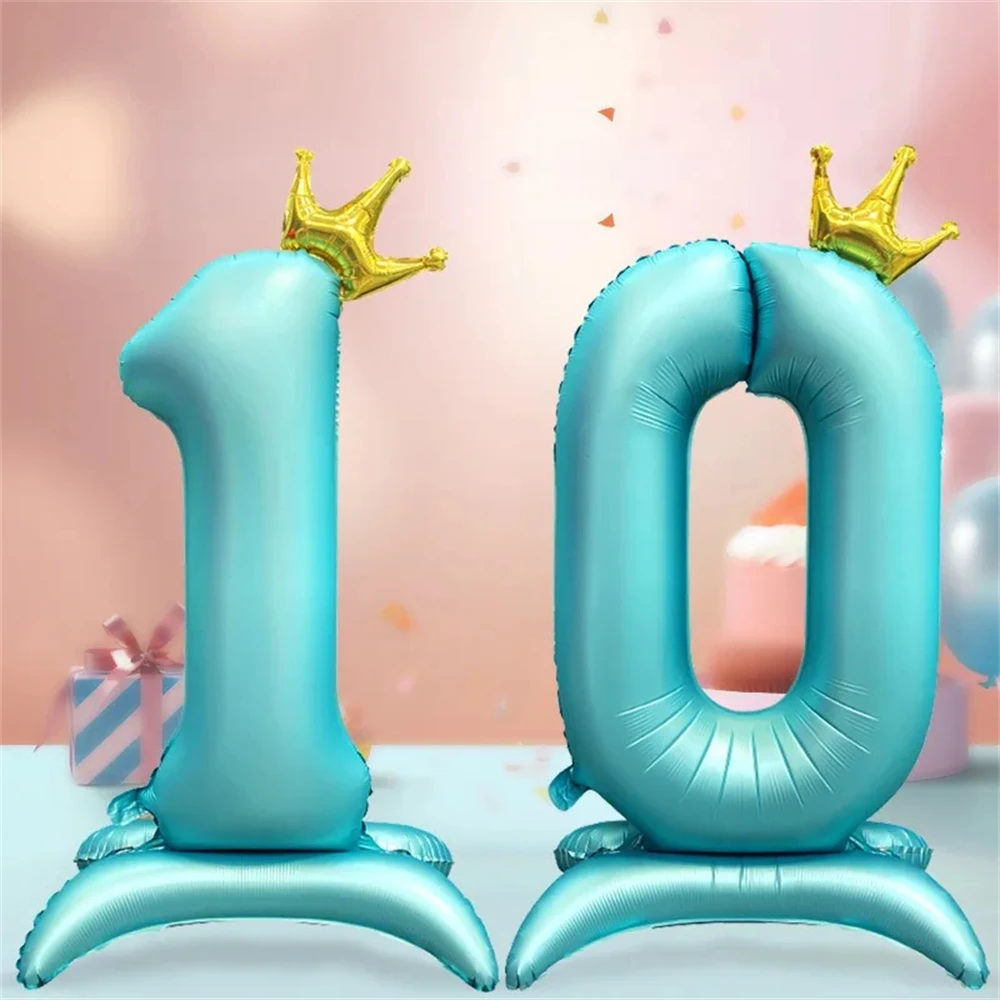 42inch Number Foil Balloons Big Figures Globos with Crown Birthday Wedding Party Kids Boy Girl Toy Balloon Baby Shower Decor