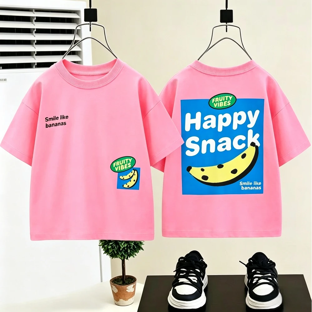Summer Essential Kids Double Sided Print T Shirt Loose Fit Short Sleeve Tops Soft Cotton Material For Small Kid Summer Wear Tees
