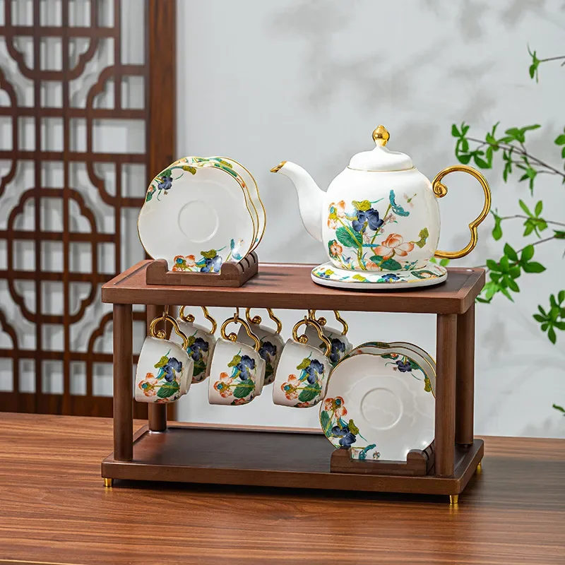 Yanze New Chinese Tea Set Household Living Room Light Luxury High-end Afternoon Tea Teapot Teacup Complete Gift Box Gift