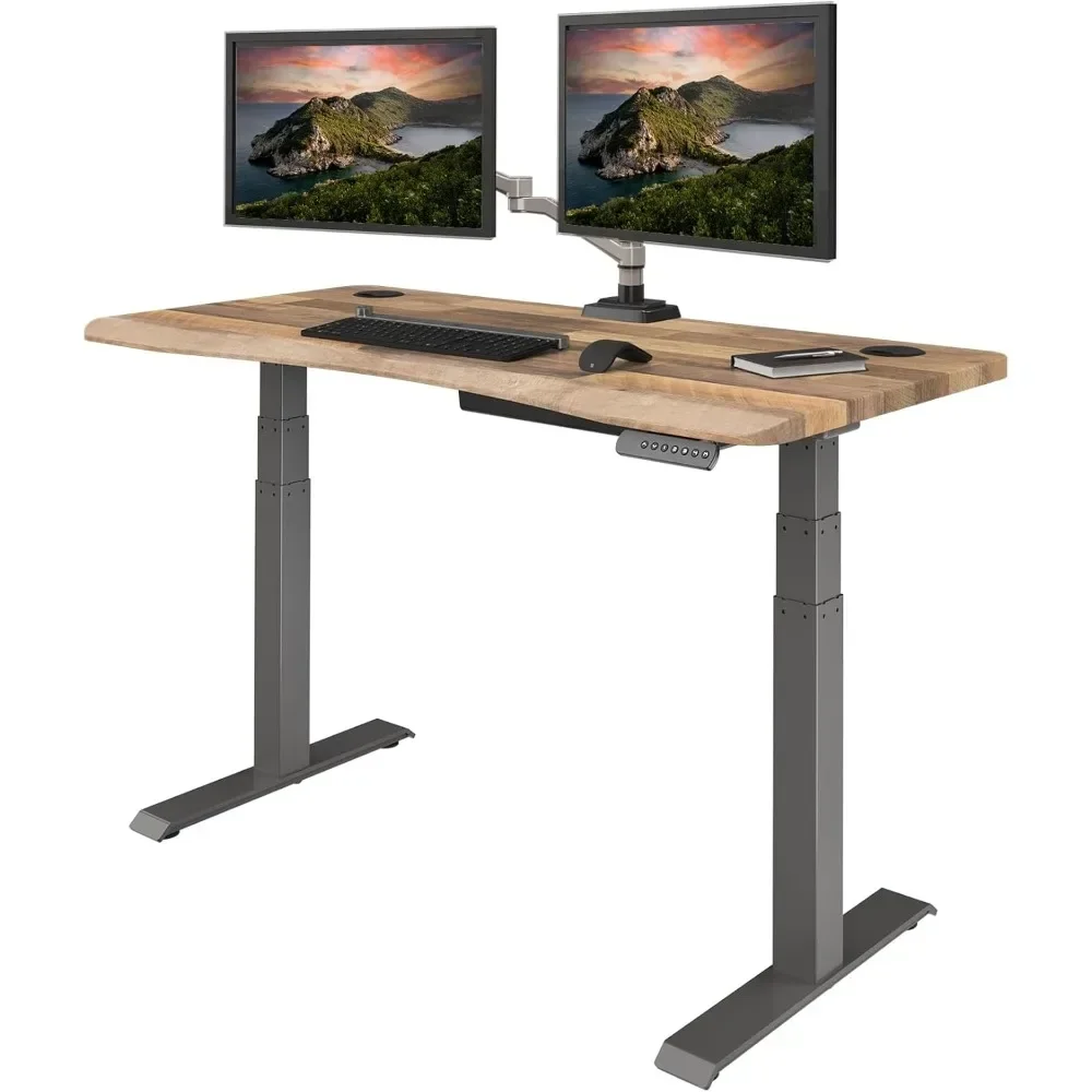 

54x26 Height Adjustable Standing Desk Curved Electric Stand Up Desk Rounded Waterfall Edge Ergonomic Home Office Computer Desks