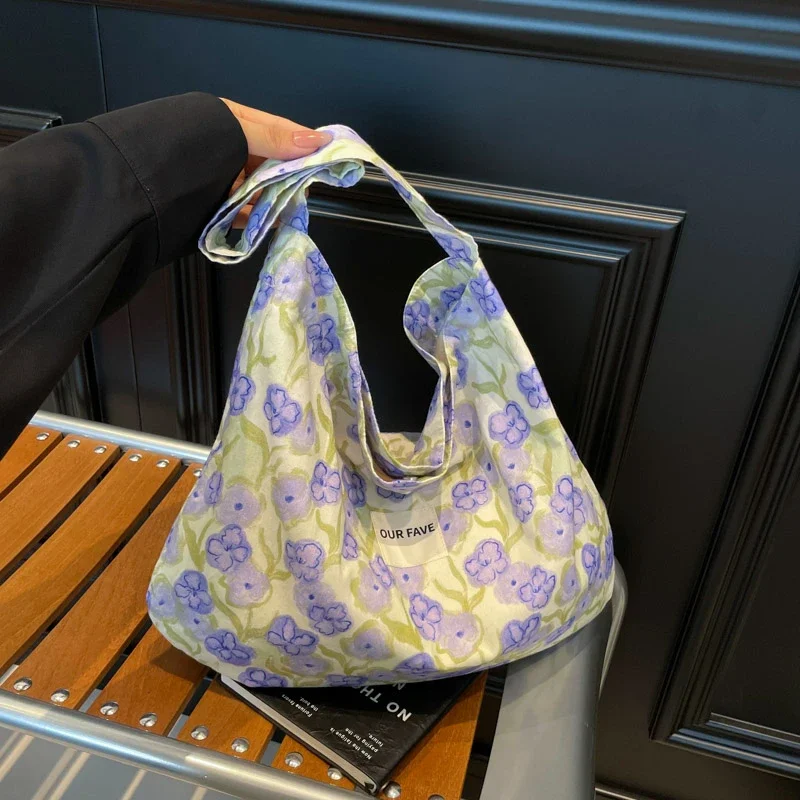 

Flowers Printing Hasp Commuting Shoulder Bags Summer New Versatile 2025 High Quality Bags for Women Youth Large Capacity