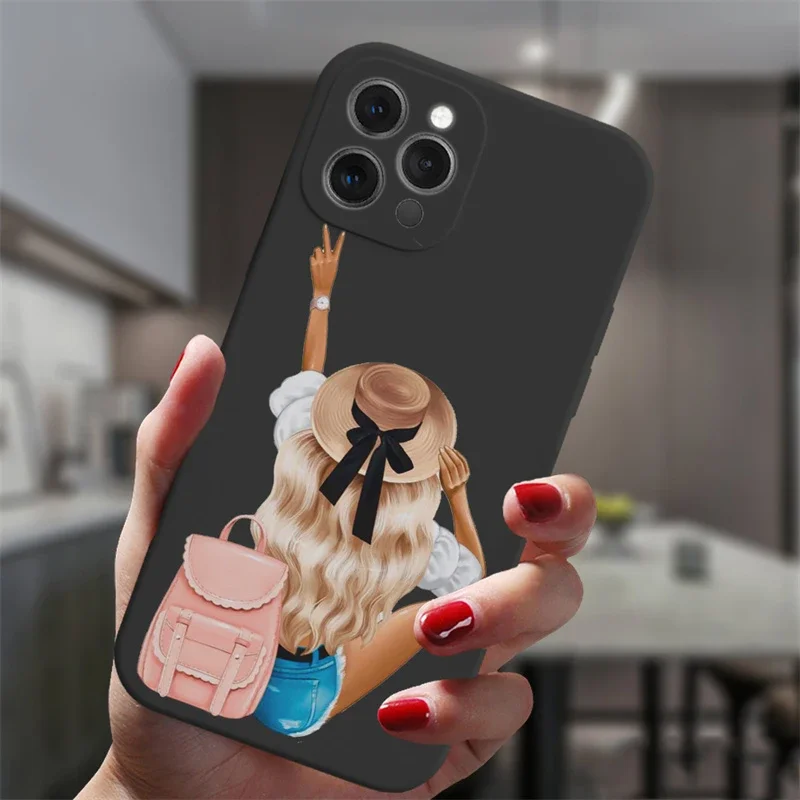 Fashion Girls Phone Case for iPhone 15 14 13 12 11 Pro Max Case Coque for iPhone XR X XS Mini SE 7 8 Plus Cover Shockproof Funda
