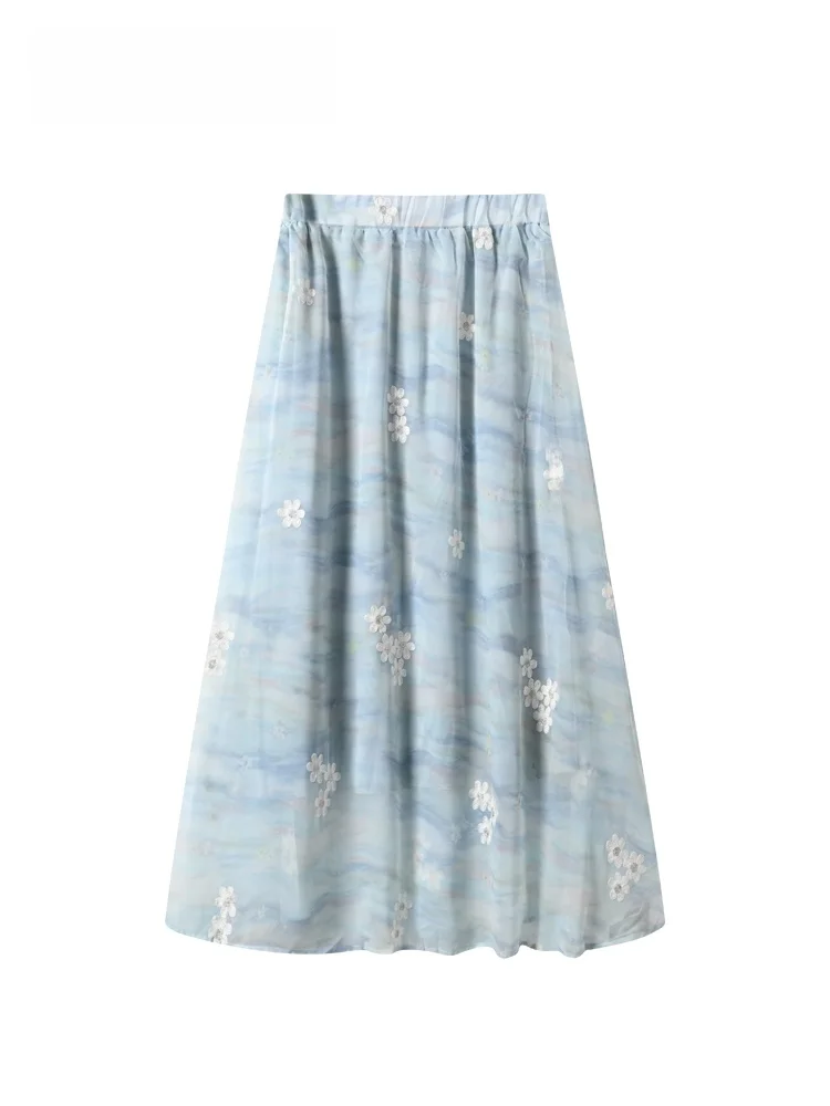 

High Waist A-Line Skirt for plus Size Women New Chinese Style Printed Half-length Summer Skirts Women's Fashion plus Size