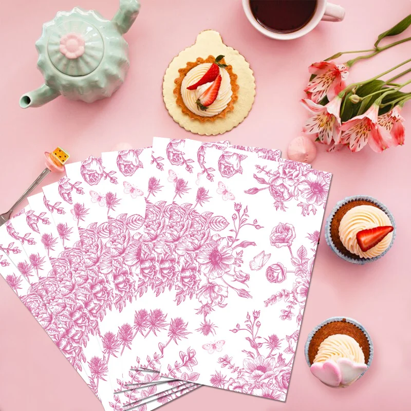 20pcs Floral Guest Napkins Pink Flower Disposable Paper Dinner Napkin Bathroom Hand Towels for Wedding Birthday Party Decoration