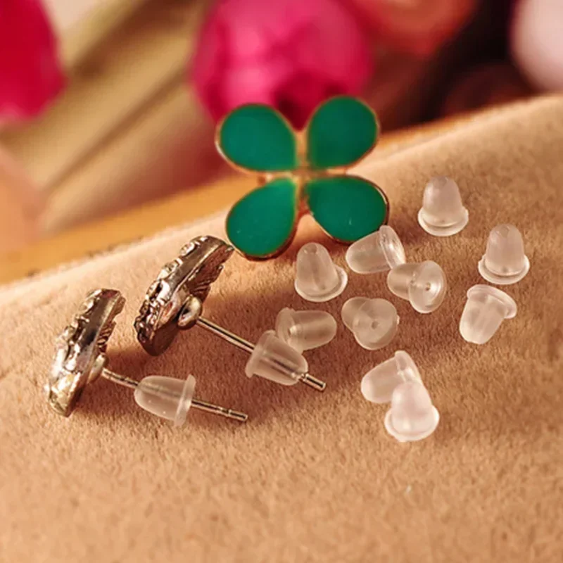 500/2000 Uds. Tapones transparentes de silicona para los oídos, tapones para los oídos DIY, tapones anticaída, accesorios para tapones para los oídos