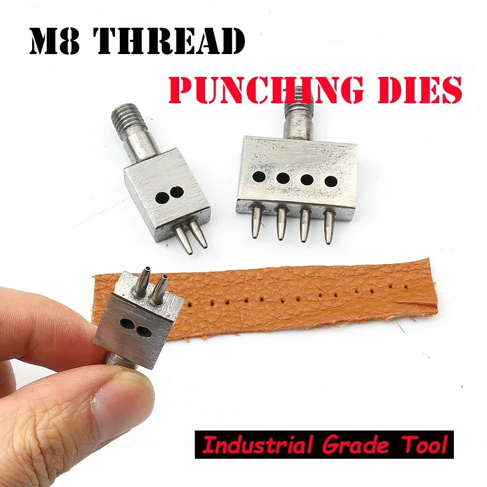 4/5/6/8mm Spacing Leather Hole Punching M8 Thread Punch Dies for Hand Press Perforated Round Stitching Cut Leather Punch Tools