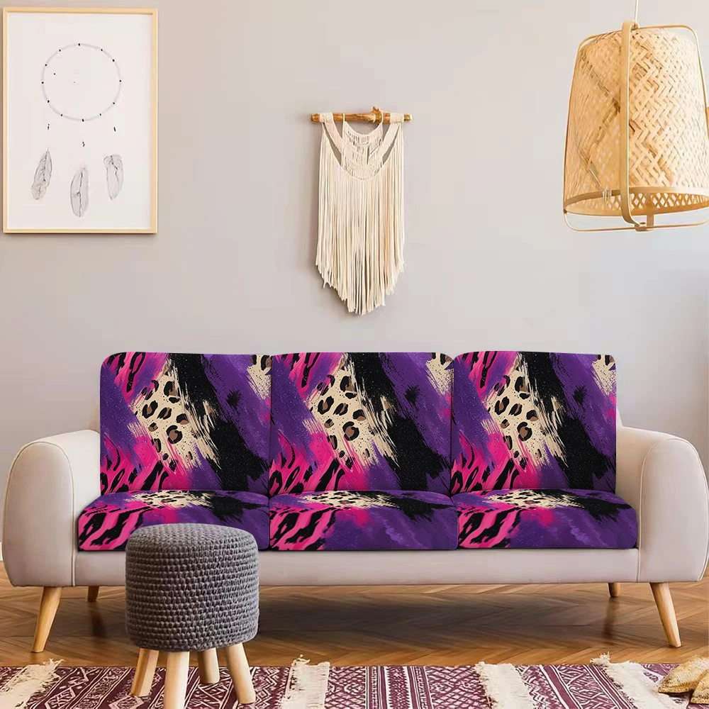 Summer Outdoor Sofa Cover with Leopard & Zebra Print,Stretchy Milk Silk Cushion Cover,Pet - Friendly,Washable