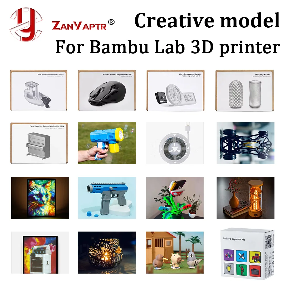 For Bambu Lab DIY Creative Model Components 3D Printing Wireless Mouse clock Pinball track LED Light Kit 3D printer parts