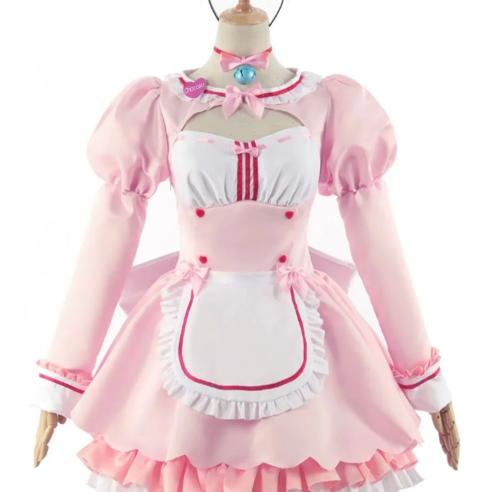 Anime Cat Girl Cosplay Costume Women Cute Lolita Maid Dress Full Set Nekomusume Role Play Uniform Suit Halloween Carnival Party