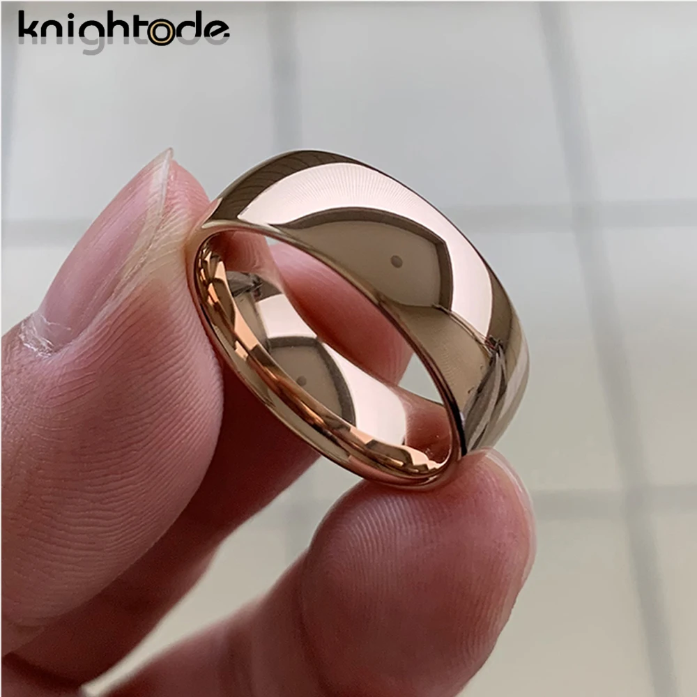 Classic Rose Gold Color Tungsten Wedding Ring For Women Men Carbide Engagement Band Dome Polished Finish Width 8mm 6mm