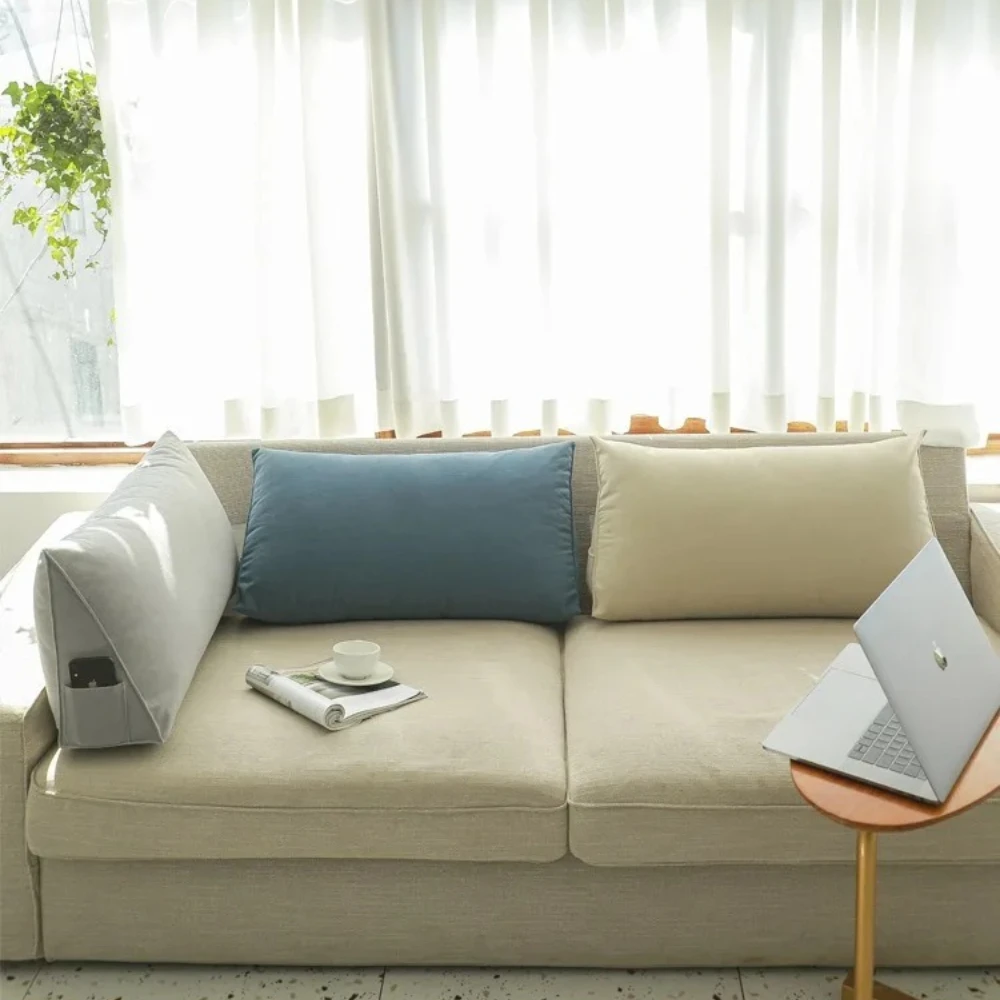 60/70/80/90cm Wedge Pillow with Zipper Removable Cover Triangular Back Support Cushion for Office Chair Tatami Living Room Decor