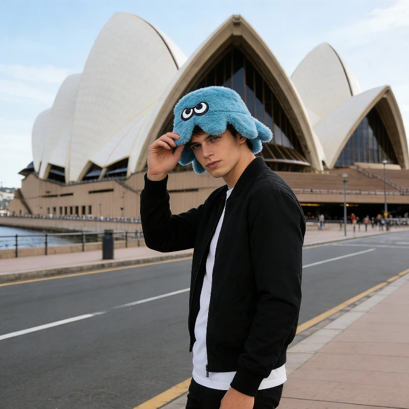 

Cross border new European and American trendy fisherman hat retro winter warm rabbit fur octopus hat casual hat