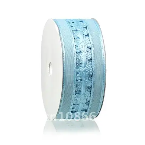 Baby Shower Blue Boy Carriage Organza Satin Ribbon Gift Packing DIY Crafts Headband Wedding 4cm DoreenBeads, 1 Roll (18.4M)