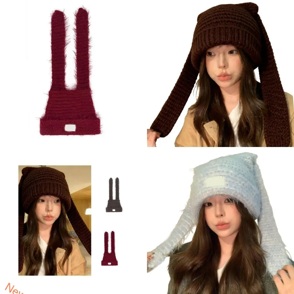 

Пуловер с мультяшным чехлом на голову и кроличьими ушками для занятий спортом на открытом воздухе, теплая шапка, большой убор,