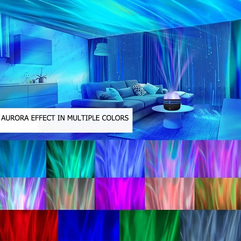 LED Starry Galaxy Ocean Wave Projector RGB Smart Remote Control Lamp KTV USB Christmas Lights Auto Rotate for Home Bedroom Decor