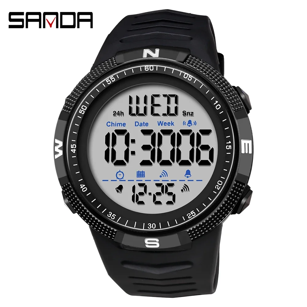 SANDA 6014 Top Brand Waterproof Men Watch Multifunctional Luminous Digital Wristwatch Outdoors Sports Student Watches Fashion