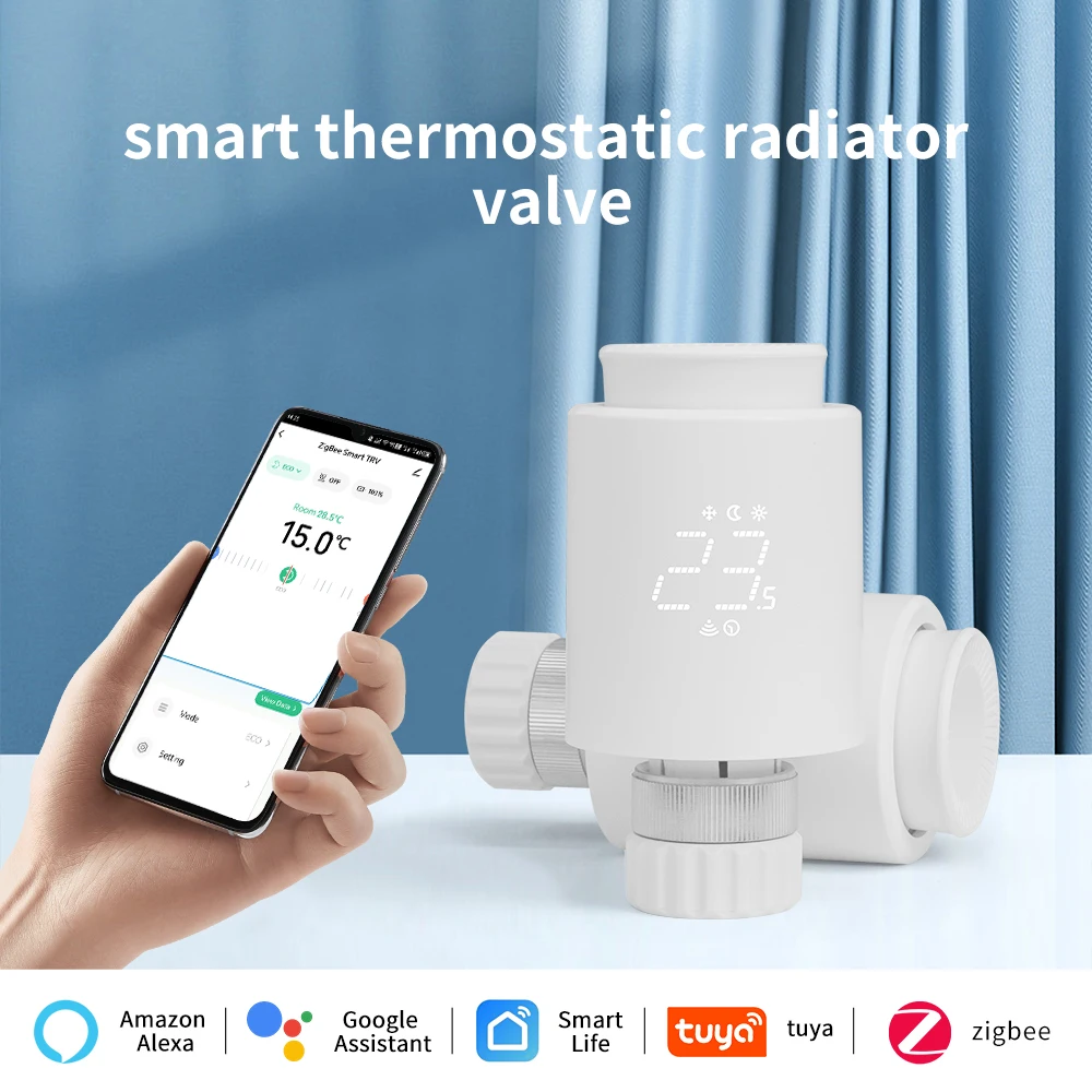 

Tuya ZigBee Thermostatic Radiator Valve Smart Life App Temperature Controller Support Alexa Google Home