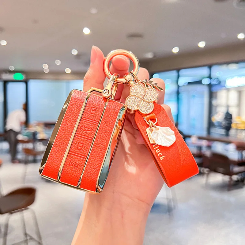 

TPU Leather Car Key Case Remote Cover Shell Holder Keychain Protector Fob For For Great Wall GWM WEY TANK 300 400 500 700 Hi4-T