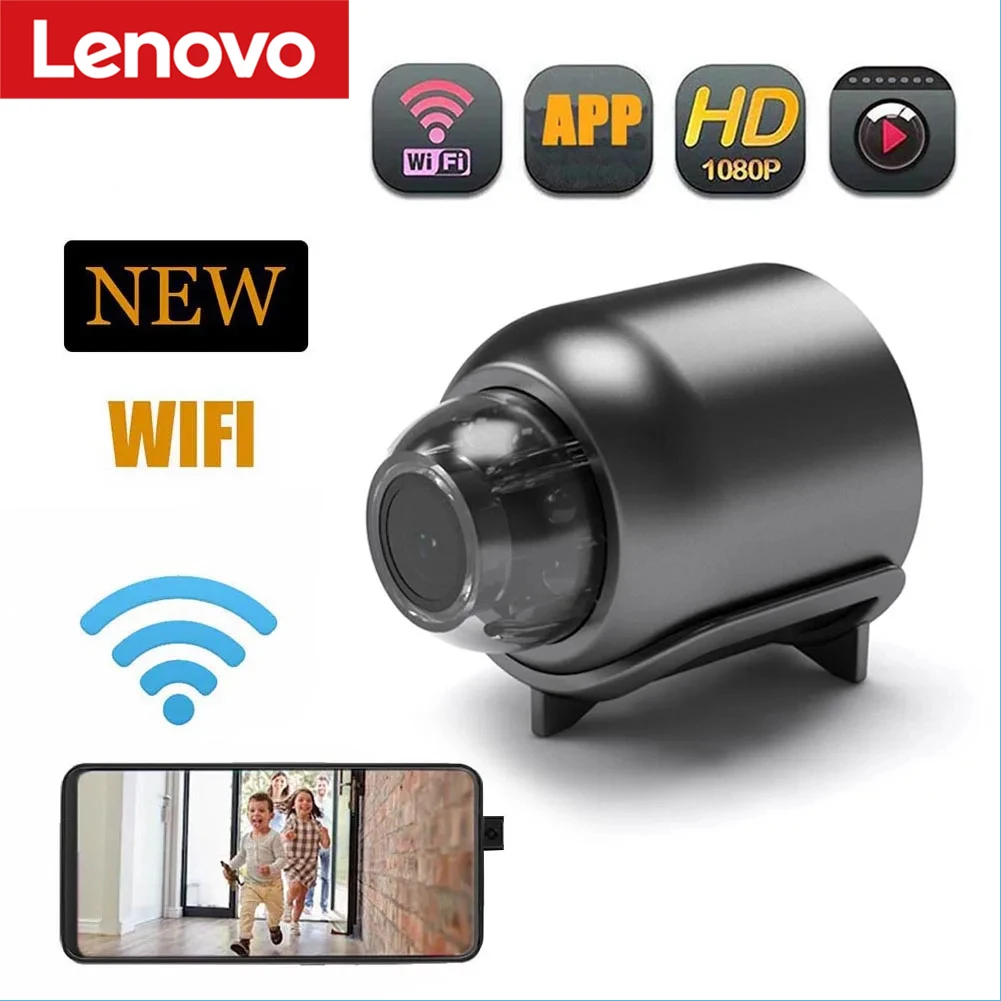 Lenovo kamera Mini HD 1080P, WiFi tanpa kabel HD kamera penglihatan malam X5 rumah monitor keamanan hewan peliharaan anak-anak Audio Video