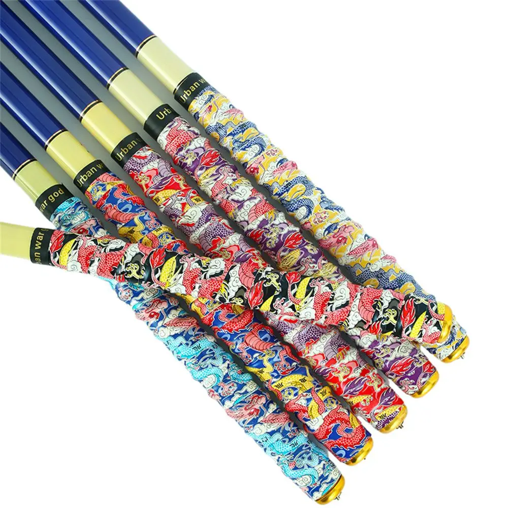 Dragon Pattern Fishing Rod Sweatband Sweat Absorbing Shock Absorption Tennis Grip Tape Thicken Anti-slip Badminton Overgrips