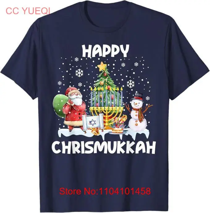 

Happy Chrismukkah Funny Santa Snowman Christmas And Hanukkah Unisex T-Shirt