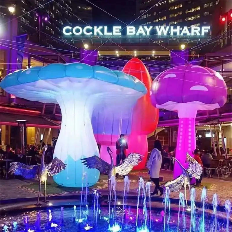 Giant Iatable Mushroom With Vivid Lights Party Supply Led Flowers Decoration For Alice In Wonderland Themed Activities