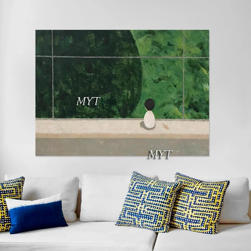 Home Decoration Accessories Modern Wall Cartoon Canvas Oil Paintings Frameless Green Style Art Picture Abstract Simple Design