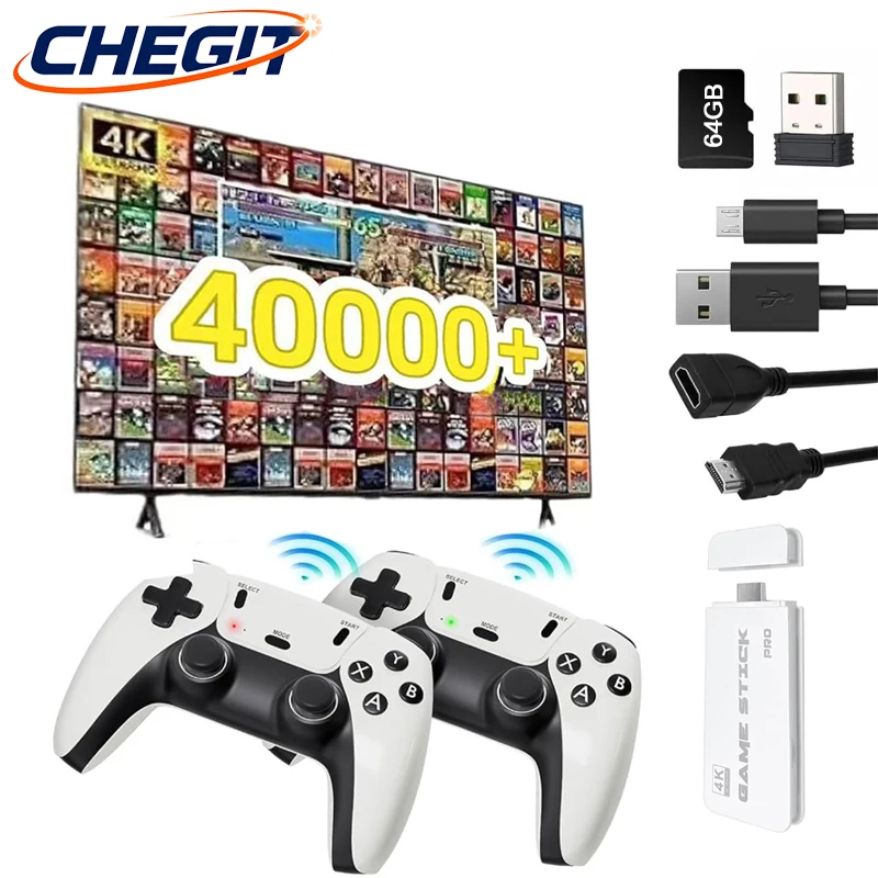 Nouveau M15 3/40000 jeu vidéo 4K bâton de jeu 64g console 2.4g double contrôleur sans fil jeu rétro TV bâton jeux classiques rétro