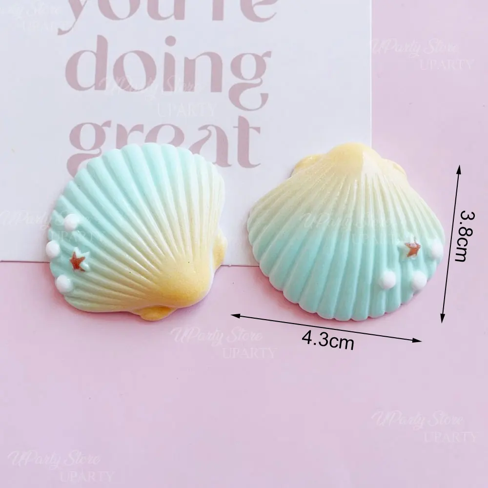 10 Stück Ozean Muschel Kuchen Topper Harz Blau Gelb Weiß Muschel Seestern Cupcake Topper für Ozean Meer Alles Gute zum Geburtstag Kuchen Dekor – Detail 8