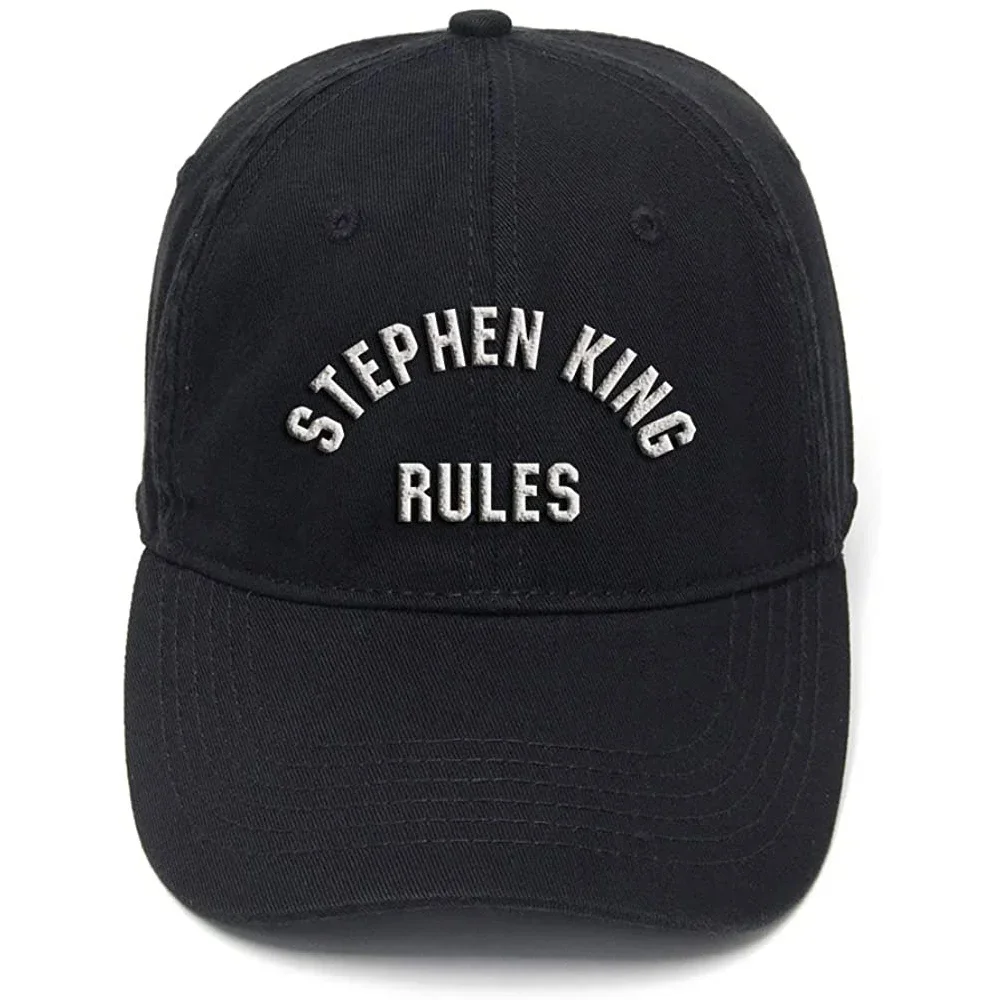 Lyprerazy Stephen King Rules Washed Cotton Adjustable Men Women Unisex Hip Hop Cool Flock Printing Baseball Cap