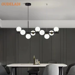 Nordic LED Chandelier for Kitchen Island Living Dining Room Modern Glass Ball Hanging Pendant Lamp Indoor Lighting Decor Fixture