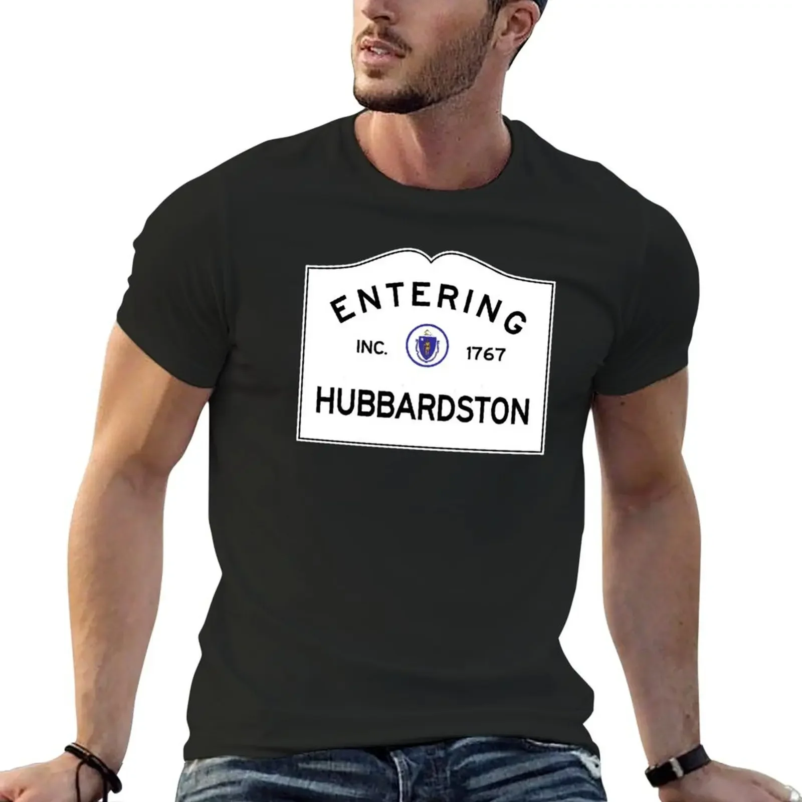 Entering Hubbardston Massachusetts - Commonwealth of Massachusetts Road Sign T-Shirt boys whites plain t shirts for men graphic