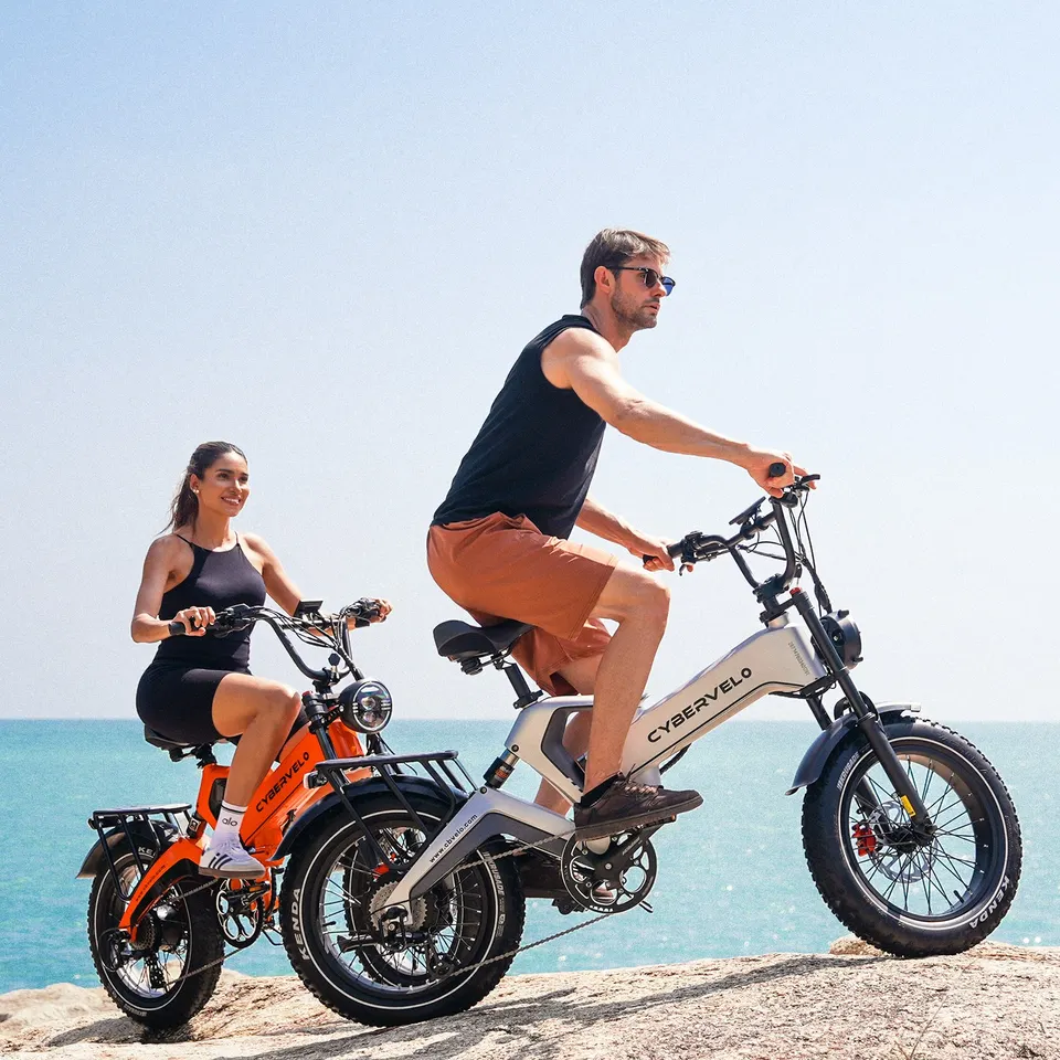 Cybervelo 3000W/2000W Peak Folding Fat Tire Electric Bike for Adults 48V 40Ah Removable Waterproof Battery 30+MPH 150 Miles All Terrain Off Road Commute E-Bicycle EK6 Max and EK6 2.0 image 10