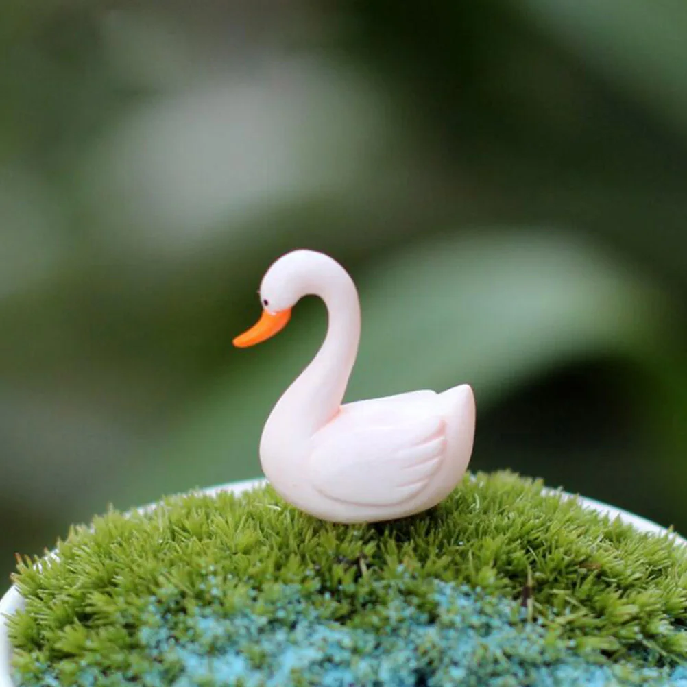 

20 pcs Black White Swan Figurines Craft Miniatures For Garden Micro Landscape Decor Durable Miniature Plant Ornament, Moss