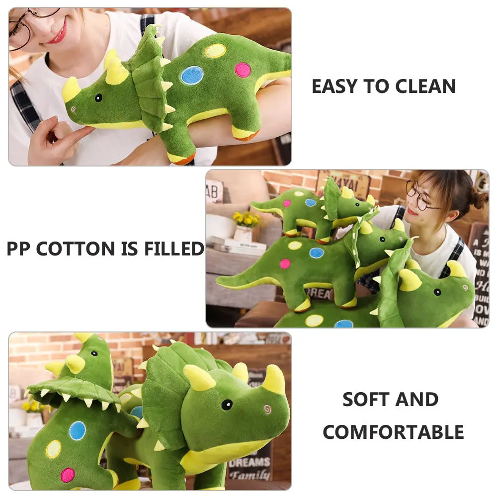 

Cartoon Triceratops Stuffed Animal Soft Kids Gift Indoor Decoration Dinosaur Stuffed Pillow Safe Hygienic Cuddly