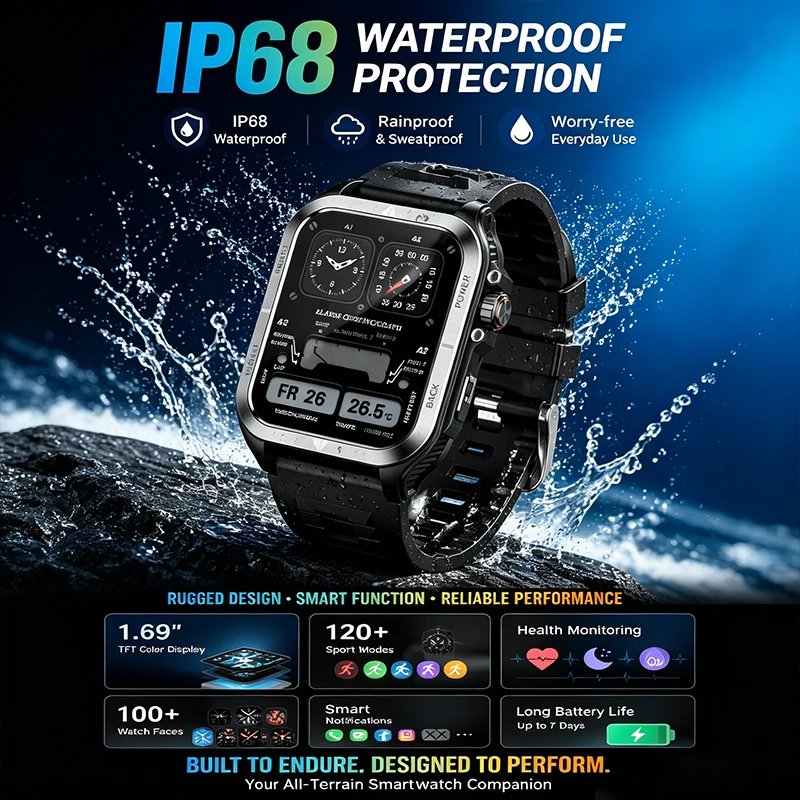 

GEJIAN New 1.83 "HD Screen IP68 Waterproof Smart Watch with Heart Rate Health Monitoring Bluetooth Call GPS Sports Smartwatch